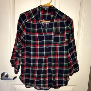 Plaid Blouse with 3/4 sleeves